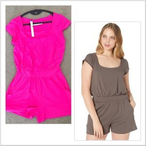 Susana Monaco x Revolve Short-sleeve Romper Size Medium in Pink Glo NWT